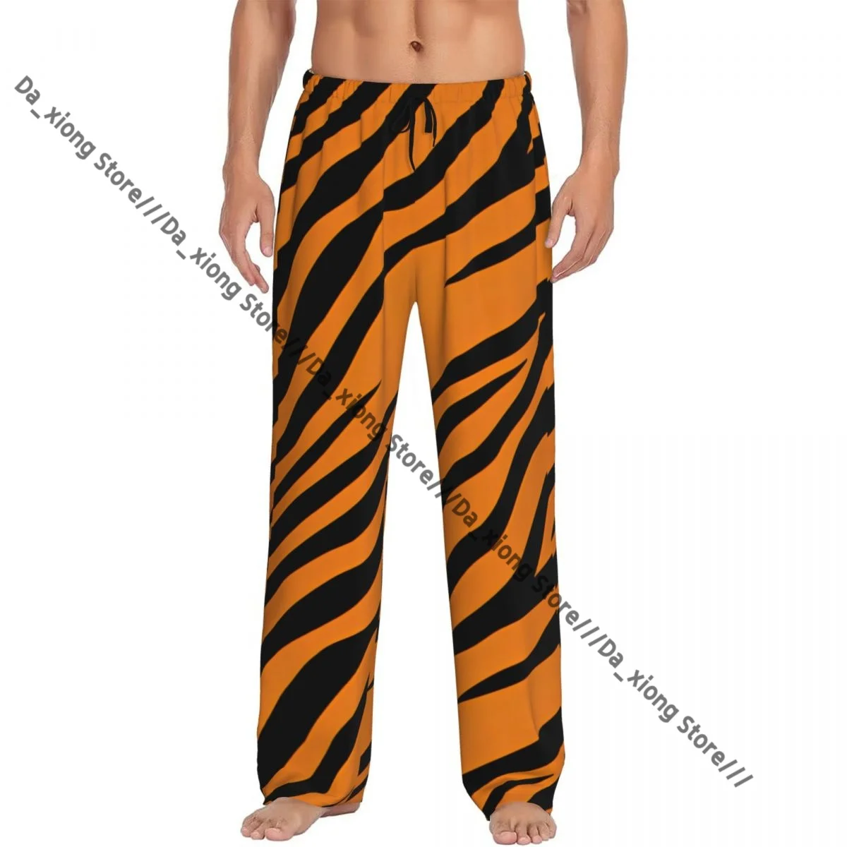 Men's Casual Pajama Sleeping Pants Tiger Stripes Texture Lounge Loose Trousers Comfortable Nightwear