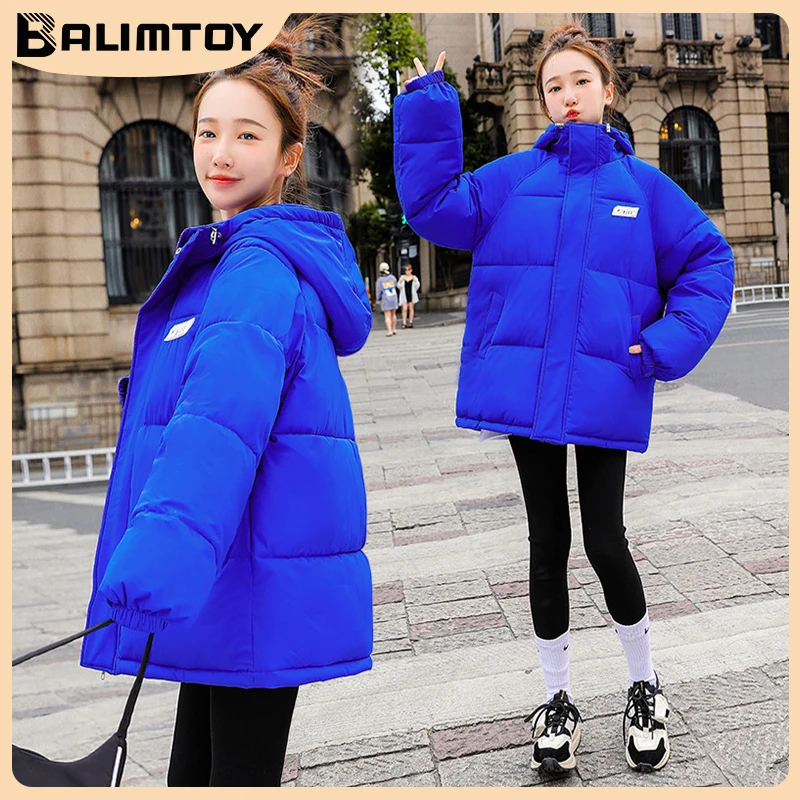 

2022 Short Hooded Korean Winter Solid Short Parkas Women Loose Down Jacket Thick Warm Fashion Jackets for Female