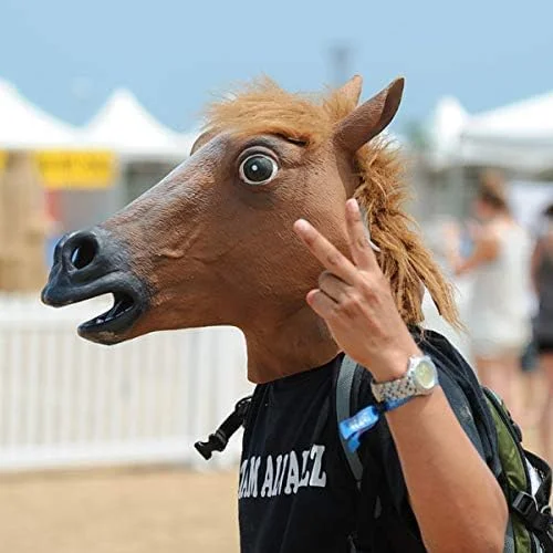 Party Funny and Funny Festival Horse Masks Funny Horse Head Mask Animal Mask Novelty Halloween Cosplay Costumes HeadgearDe Latex
