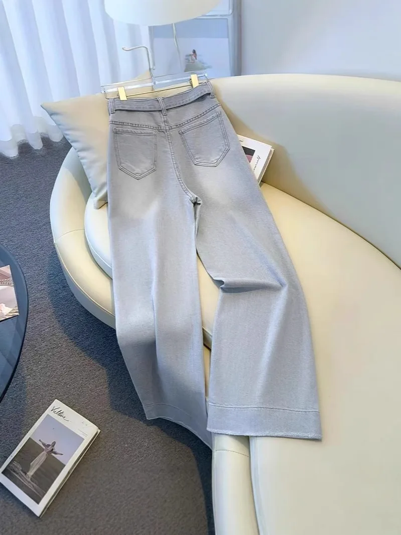 Szerokie spodnie lniane damskie letnie szybkoschnące o regularnym kroju, eleganckie, słodkie, dziewczęce, romantyczne, w stylu resort, ze sznurkami, miękkie, zwiewne, 2025