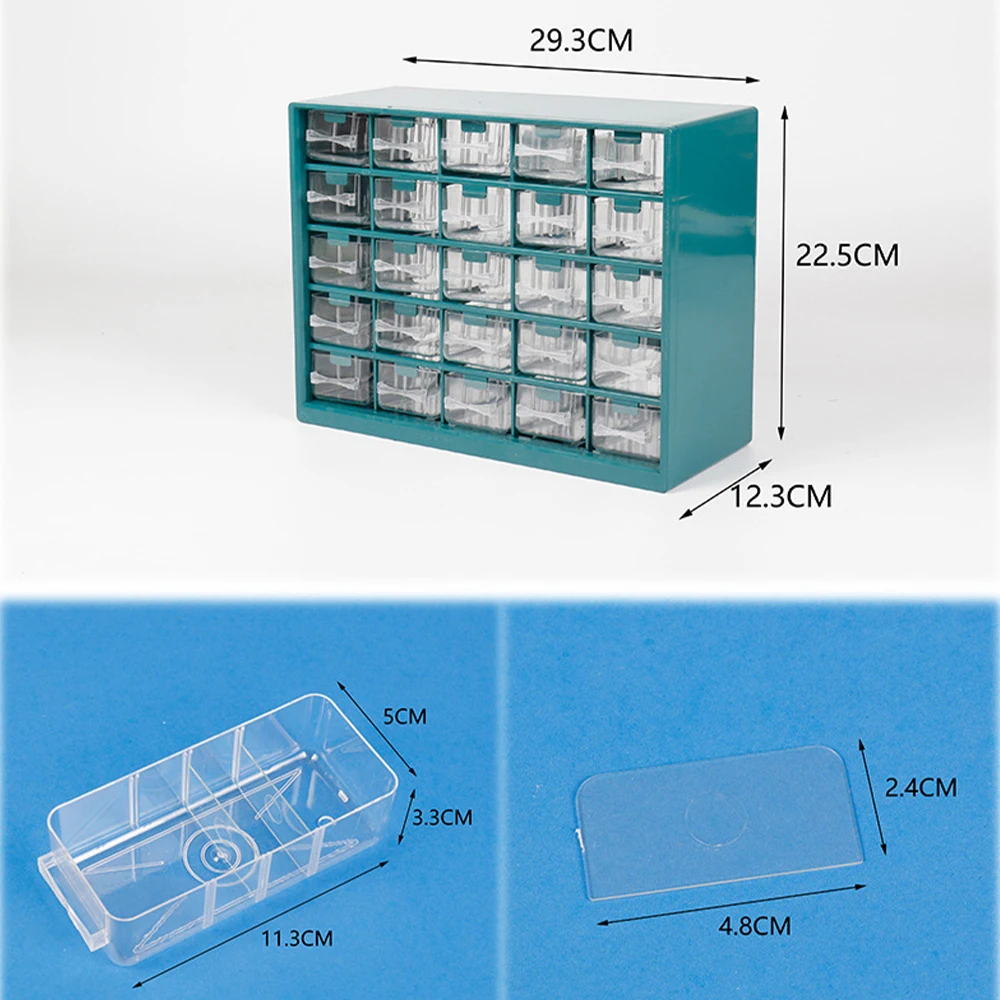 25 Multi-Gridลิ้นชักเก็บชิ้นส่วนติดผนังผสมส่วนประกอบกล่องเครื่องมือBuilding Blockสกรูกล่องเครื่องมือพลาสติกกรณี