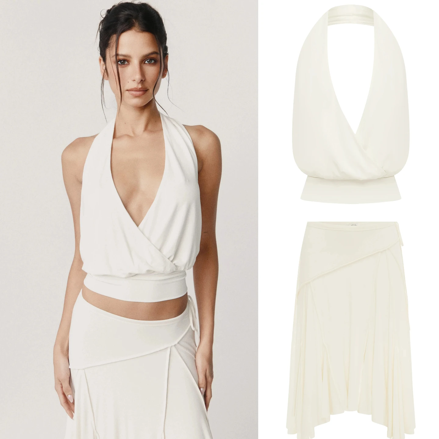 With Jen Low-waisted Pull-out Midi Skirt, French-style Tie-up Flowy Asymmetrical Skirt