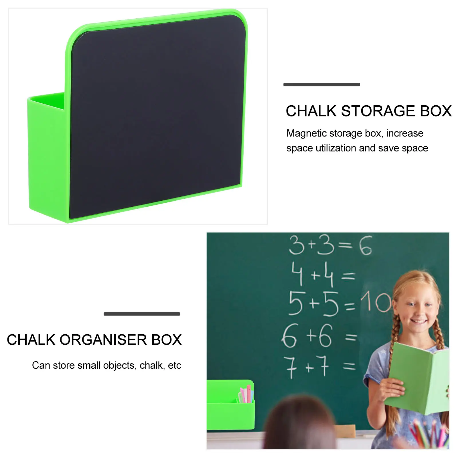 

2Pcs Pen Holder Magnetic Chalk Box ganizer Plastic Storage Container With Compartment For Classroom Home Office Use
