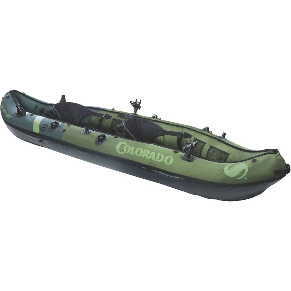 

2-Person Inflatable Fishing Kayak with Paddle & Rod Holders, Adjustable Seats, & Carry Handle; Kayak Can Fit Trolling Motor