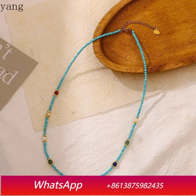 

CX natural turquoise necklace women's collarbone chain niche design sense high-grade light luxury neck chain