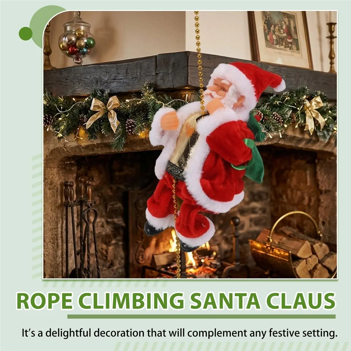 【ABFS】Rope Climbing Santa Claus Rope Climbing Santa Claus Indoor and Outdoor Christmas Tree Decorations