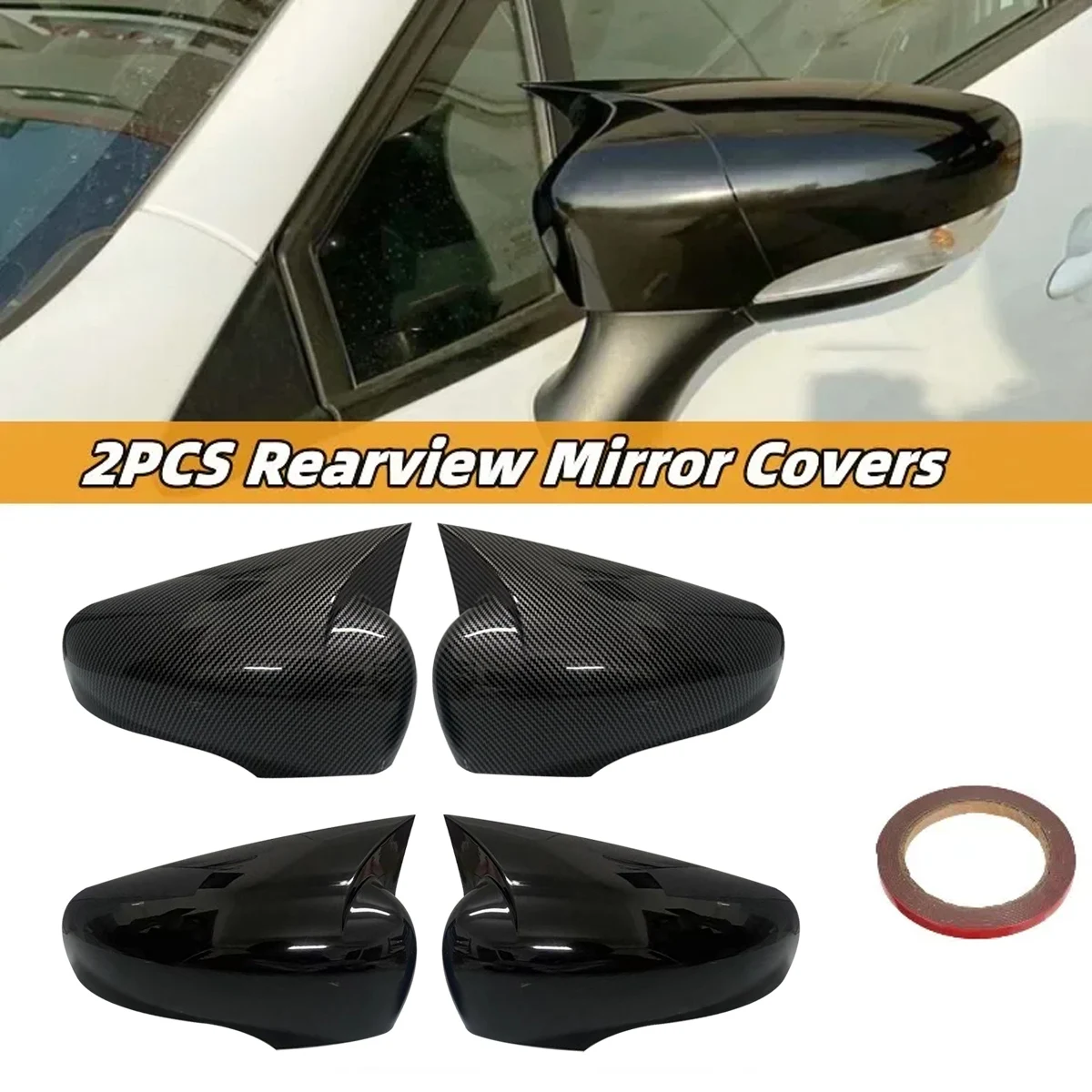 

Glossy Black/Carbon Look Car Side Door Rearview Mirror Cover Cap For Renault Clio 4 Mk4 / Zoe / Captur 2012-2019 Mirror Case