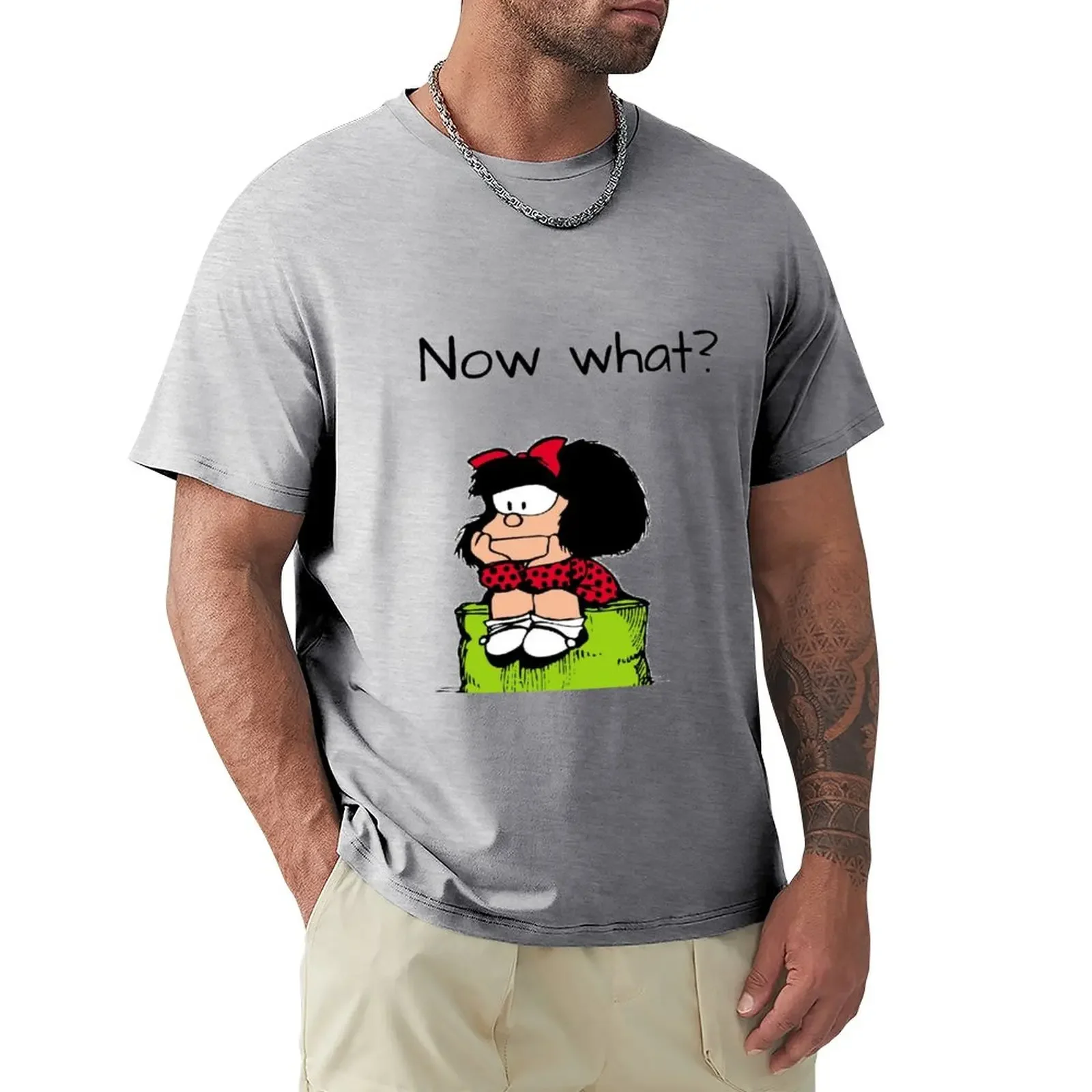 Mafalda thinking T-Shirt oversizeds vintage clothes aesthetic clothes funny t shirts for men