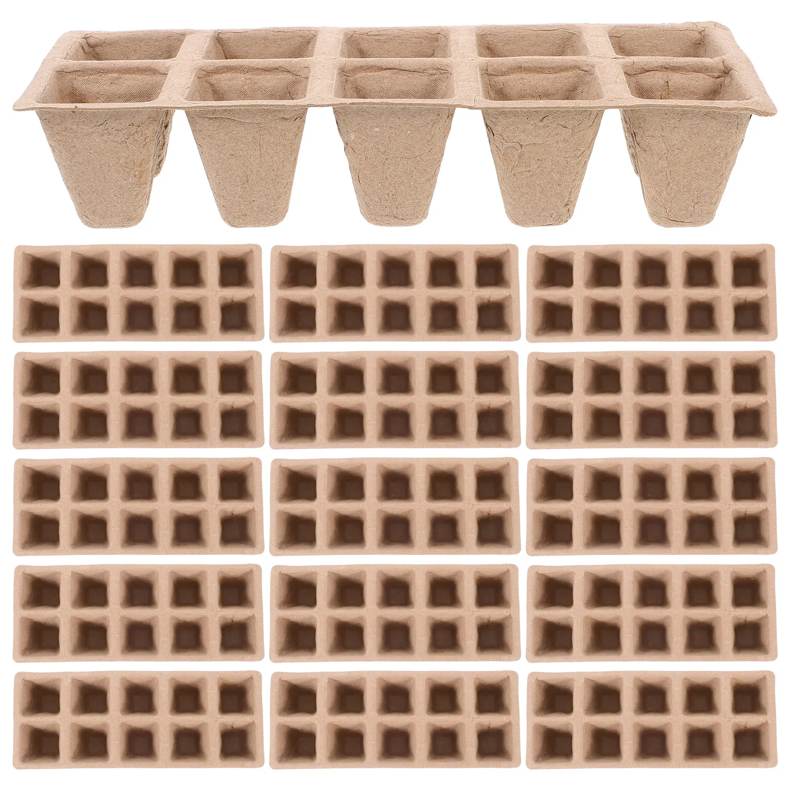 20Pcs Seedling Starter Nursery Pot Trays Plant Fiber 10-Hole Cups Indoor Outdoor Garden Plant Growing Germination Tray