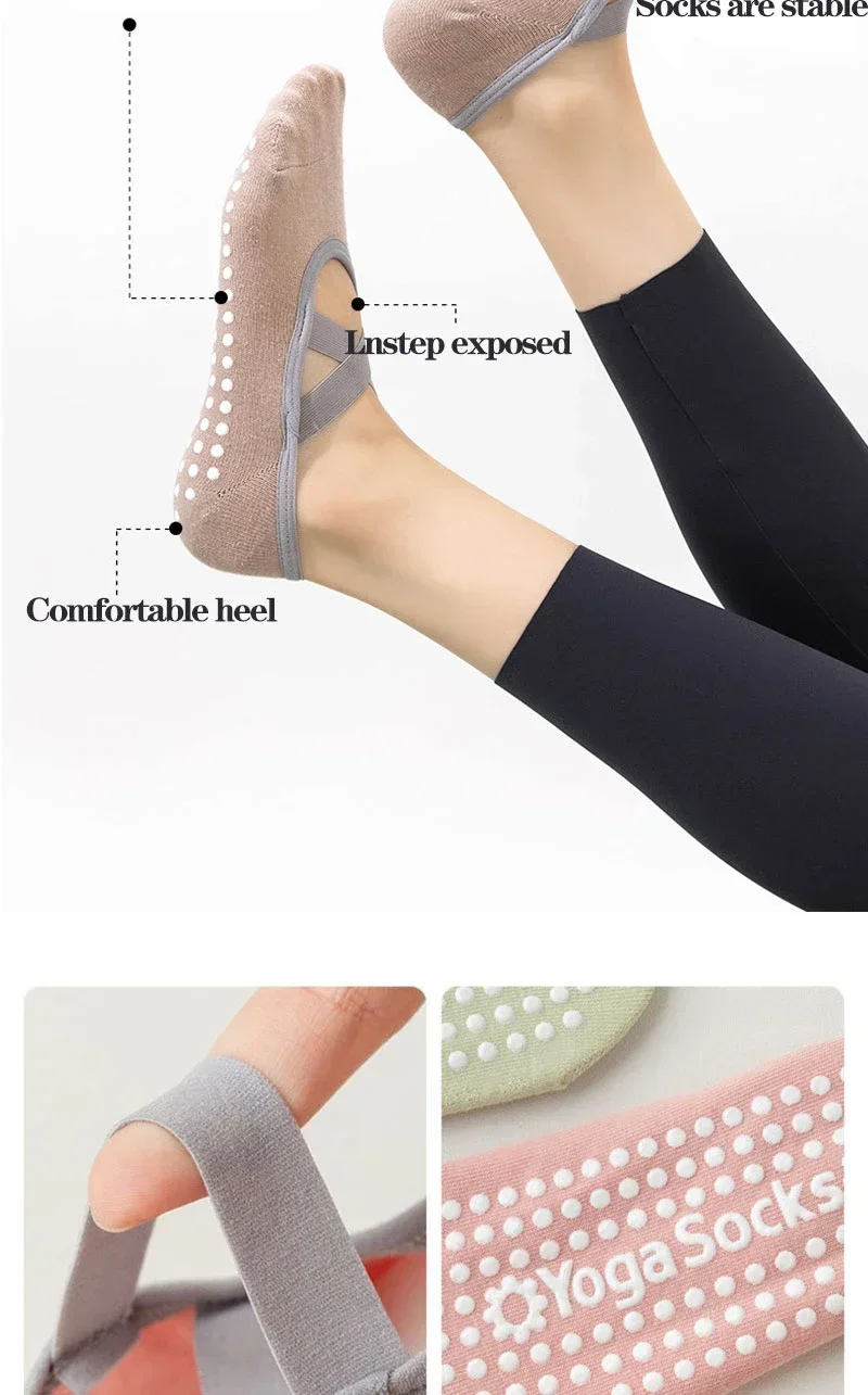 1/4 paar Professionelle Frauen Yoga Socke Silikon Anti-slip Ballett Pilates Socken Frauen Backless Atmungsaktive Bandage Yoga Sport socken – Detail 4