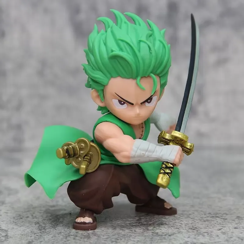 Anime GK One Piece Q-version Two Years Later ZORO One Knife Flow  PVC Action Figure Kids Gift 13cm