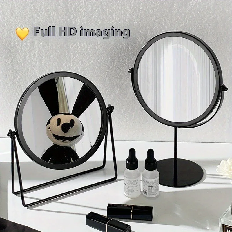 1pc Vanity Mirror, Round Makeup Mirror, HD Imaging, Rotatable Desk Mirror With Stand, Portable Cosmetic Mirror For Dorm Room Bea