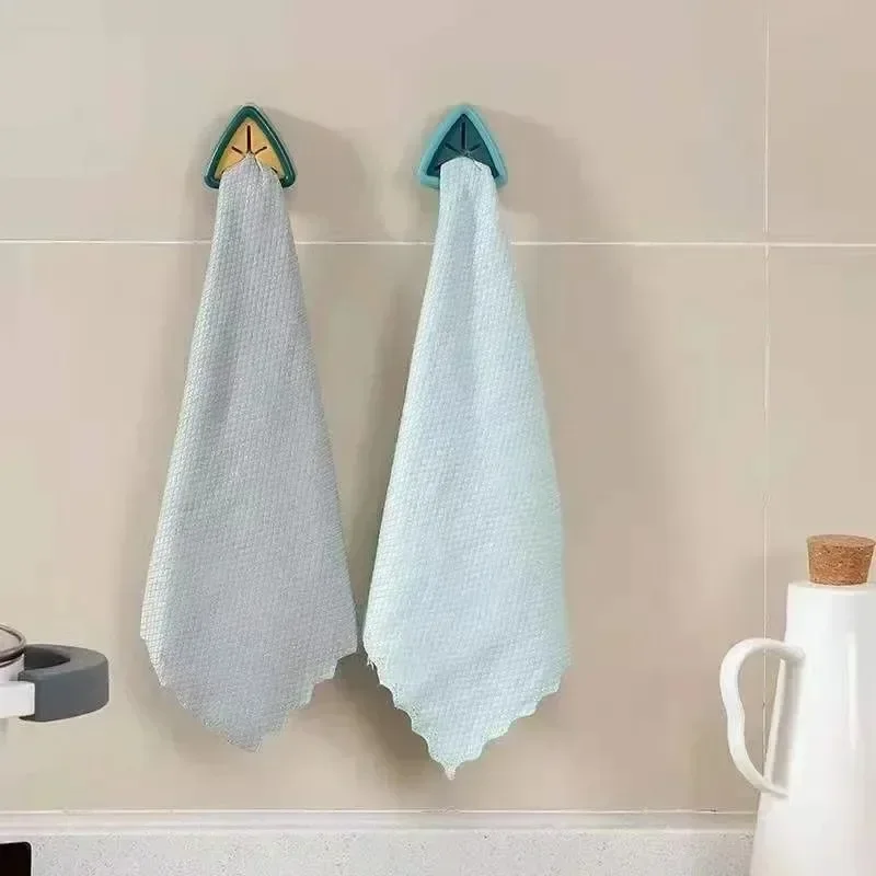 

Towel Holder Free Punch Self Adhesive Rag Dishcloth Clip Towel Wall Hanger Hooks Kitchen Bathroom Towel Rack Storage Organizer