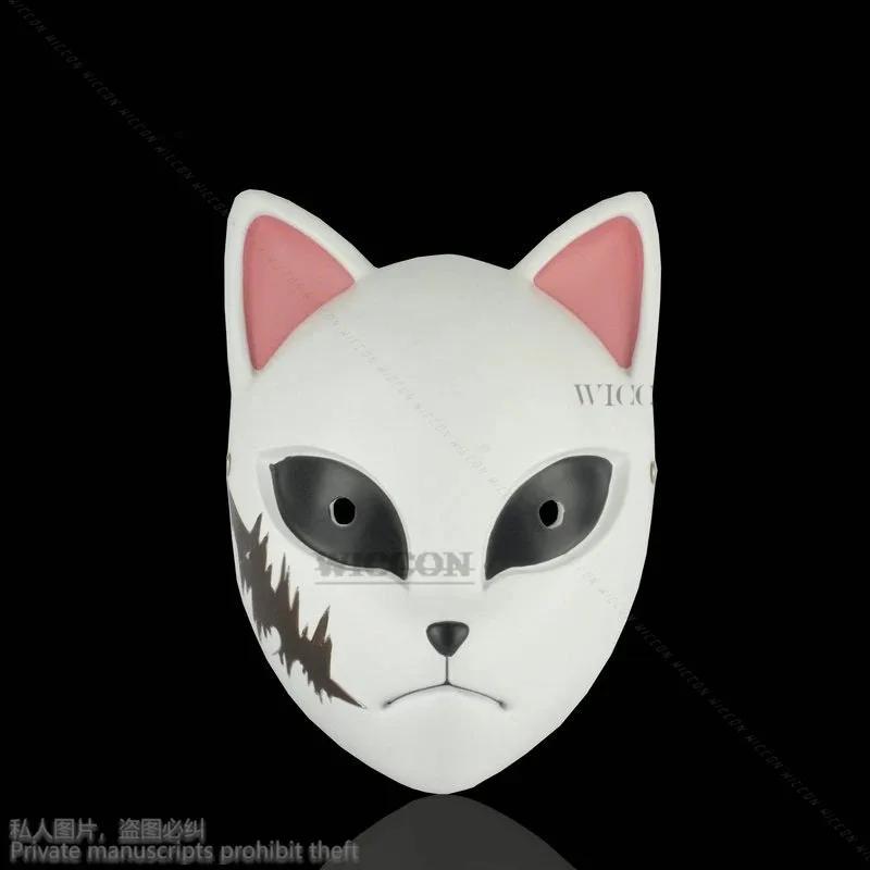 

a7d@Anime Japanese Demon Mask Cat Fox Slayer Mask Kamado Tanjiro Masquerade Halloween Festival Cosplay Prop Tomioka Giyuu Furry
