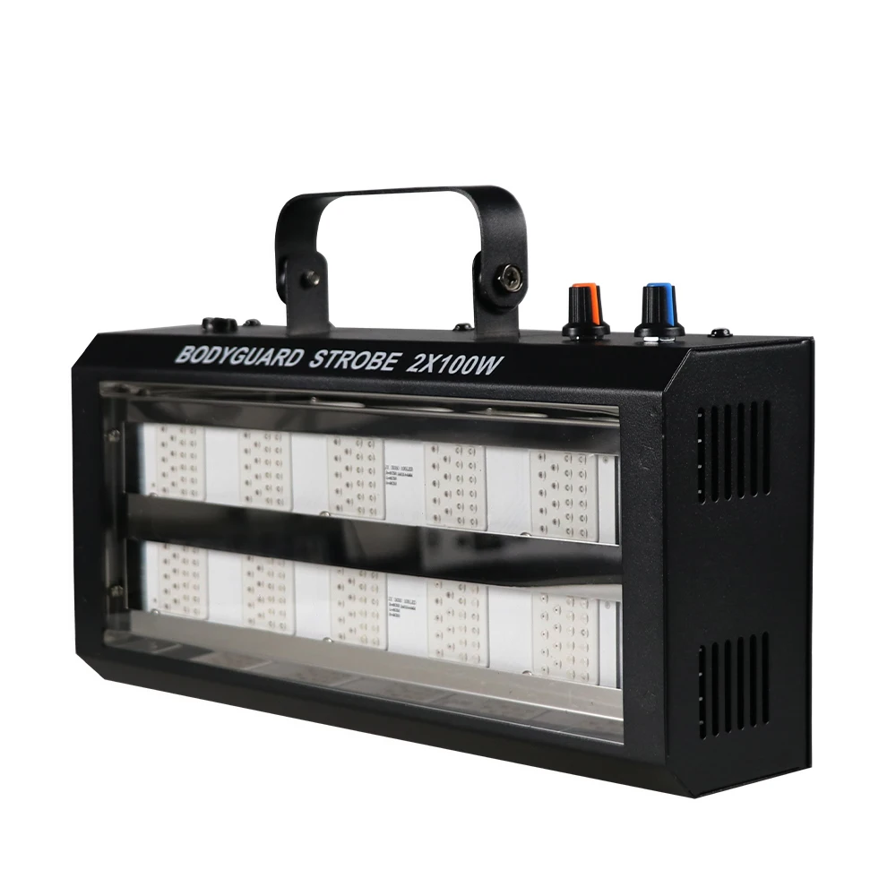LED Duplo Row Disco Strobe Light, Forte Branco Flash Lâmpada, Sound Control Stroboscope, Disco DJ Bar Club, 200W