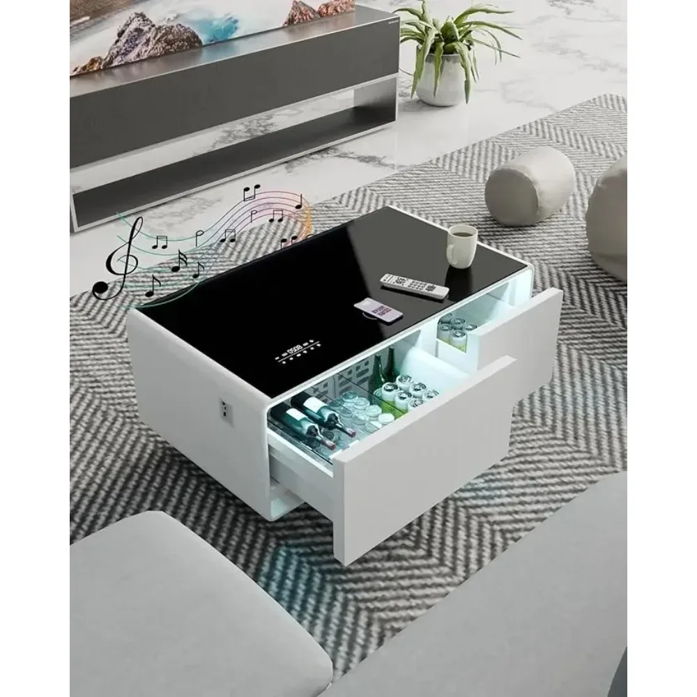 

Smart Coffee Table: Living Room Table with Built-in Fridge, Speakers, 15W Wireless Charging & USB Ports