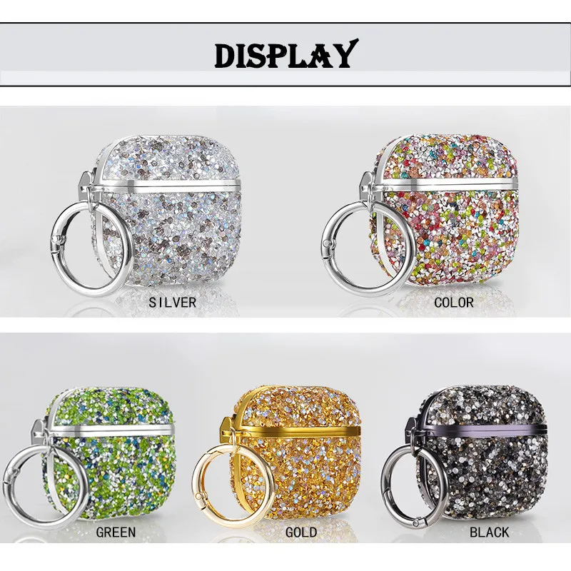 

Милый чехол для AirPods 4-го/3-го/2-го 1-го поколения, модный красочный чехол для наушников со сверкающими бриллиантами для Airpods pro/pro 2