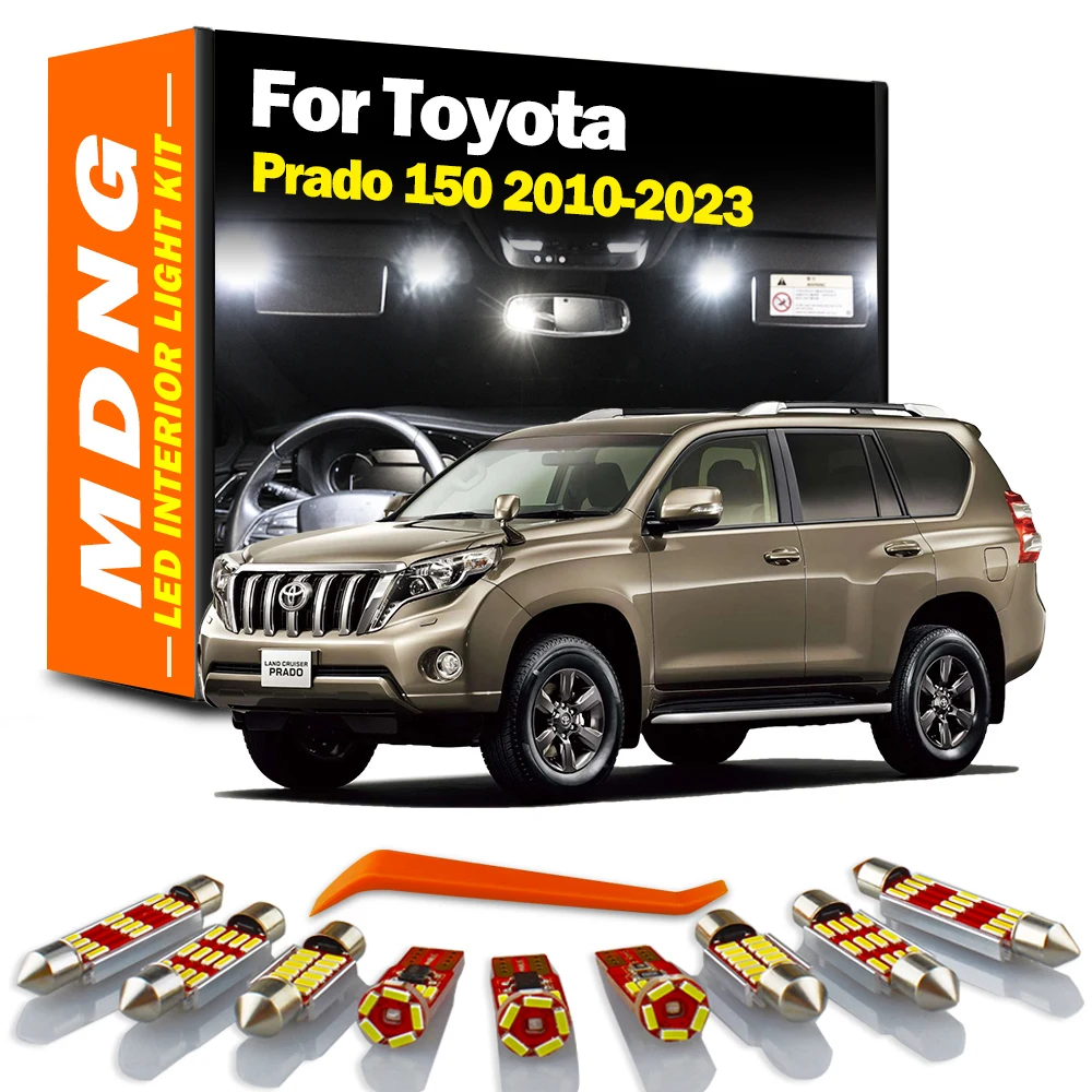 MDNG 16Pcs LED Interior Map Door Trunk Plate light Kit For Toyota Prado 150 LC150 2010- 2019 2020 2021 2022 2023 Indoor Car Bulb