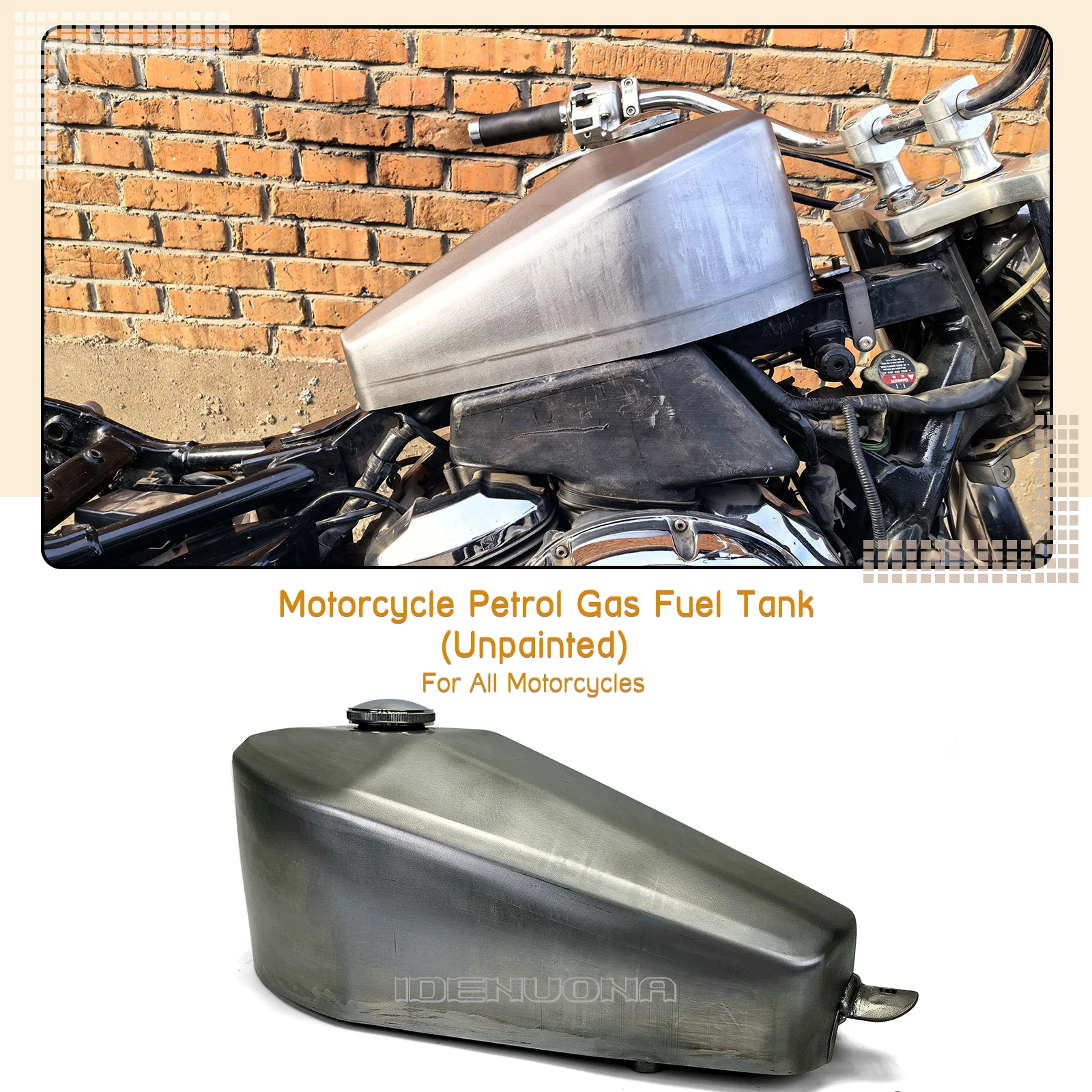 Motorcycle Parts 10L Petrol Gas Fuel Tank Universal For Harley Sportster XL Softail Honda Steed 400 600 Shadow VLX600 VT600