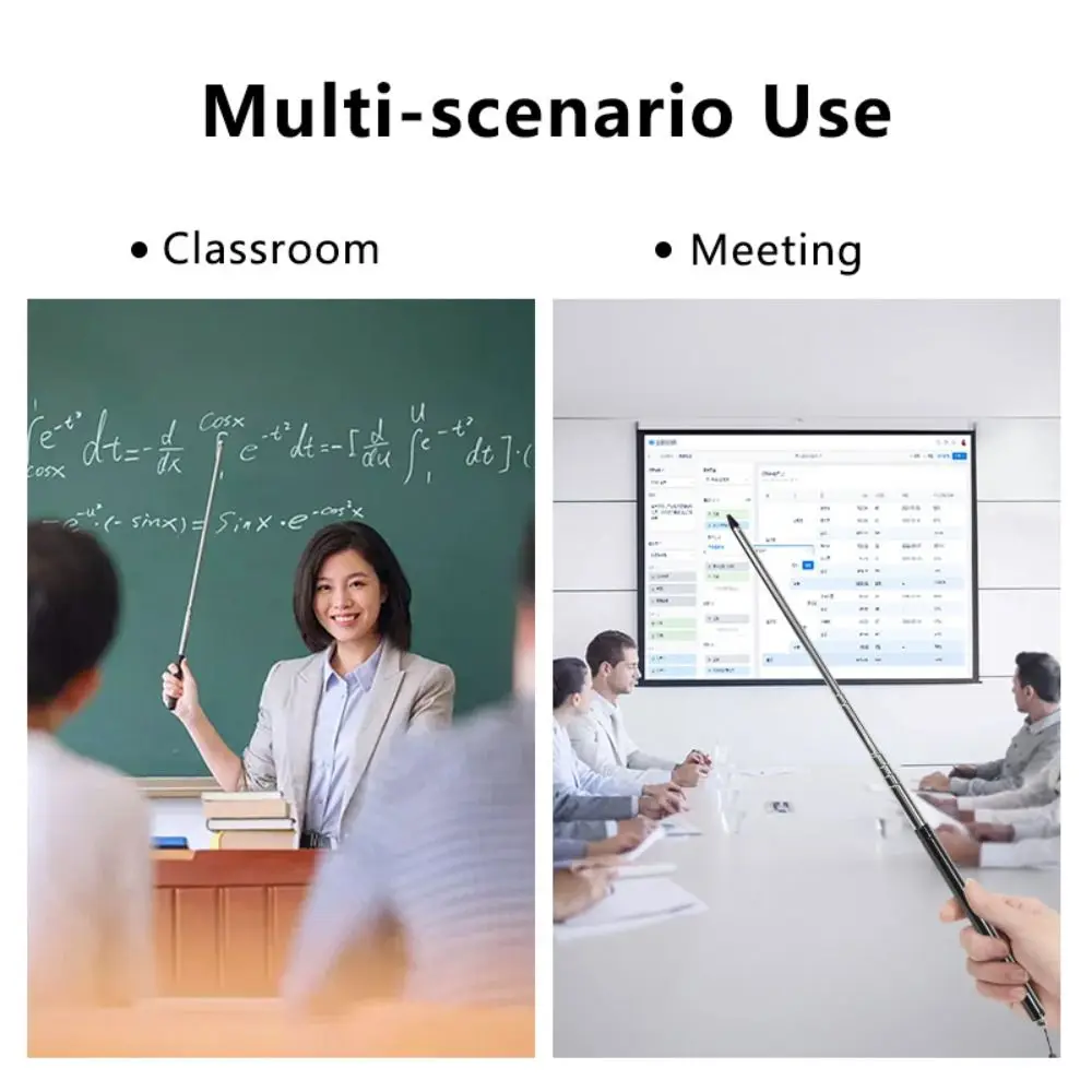 1pc Stainless Steel Teacher Pointer with Lanyard Multi-Functional Retractable Pointer Retractable Vision Test Pointer Stick