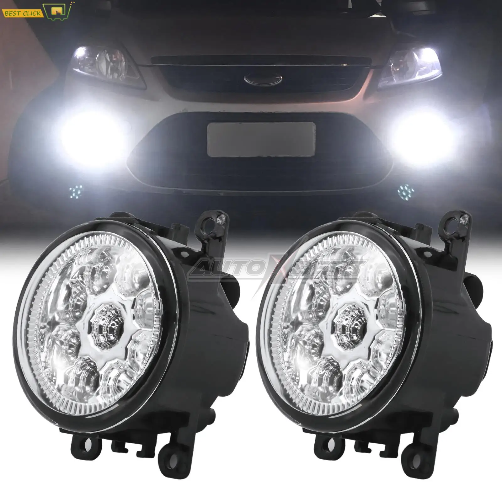 Pair Fog Light Lamps Assembly LED White Front Headlight For Renault Megane 2 3 CC Duster Logan Fluence Koleos Kangoo Sandero