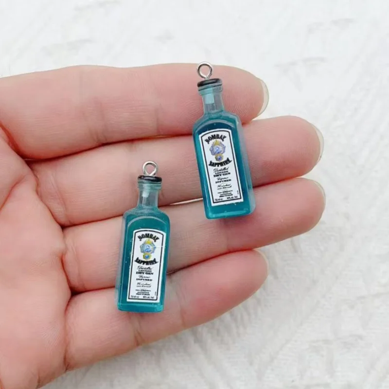 10pcs Mini Alcoholic Drink Bottle Resin Charms Popular Wine Bottles Pendant For Earring Keychain diy Cute Jewelry Making