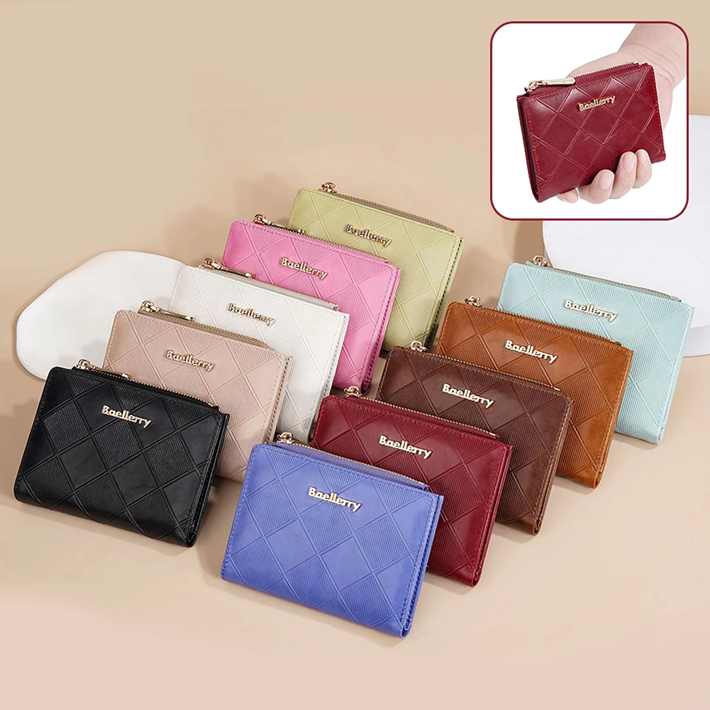 

PU Small Purses For Women Multiple Card Slots Zippered Coin Pocket Portable Compact Card Holder Purse For Women Girls