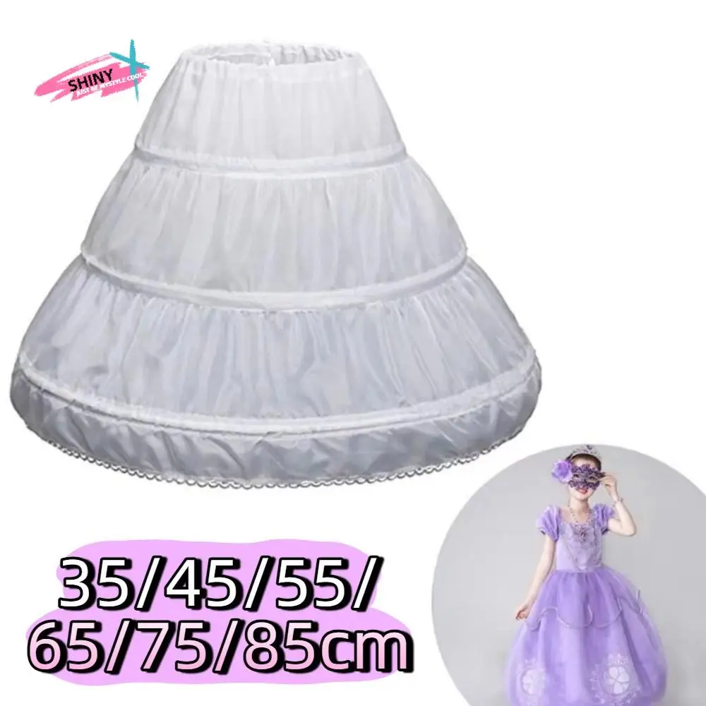 

Elastic Lace Children Petticoat Elastic Waist 3 Hoops Lolita Petticoat One Layer Breathable Bride Wedding Dress Lining Girls