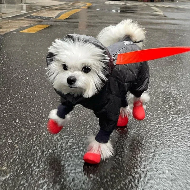 

Pet Dog Rainshoes 4Pcs/Set Silicone Antiskid Boot Waterproof Pets Shoes For Small Medium Large Dogs Cats Rainy Days Supplies