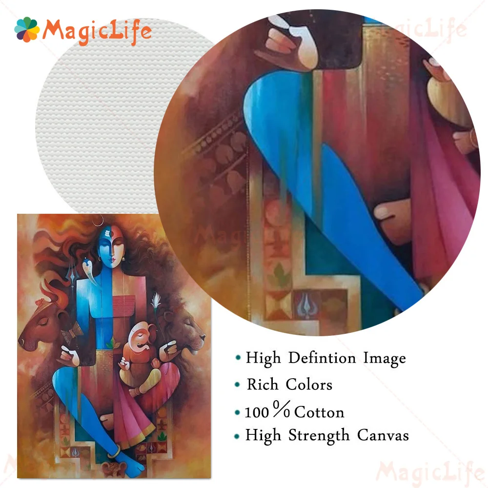 Religion Lord Shiv and Shakti Women Dancing Radha Krishna Poster Wall Pictures For Living Room Wall Art Canvas Painting Unframed