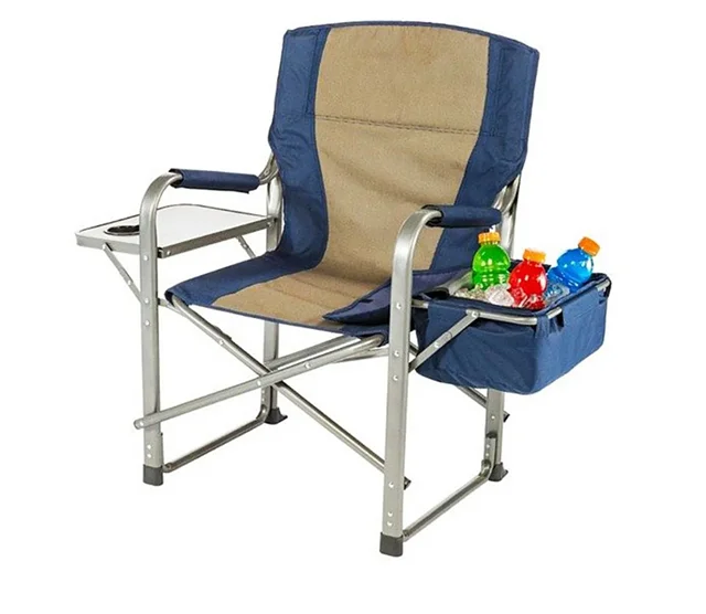 multifunctional foldable outdoor aluminum frame camping and fishing chair with table and refrigerated bag