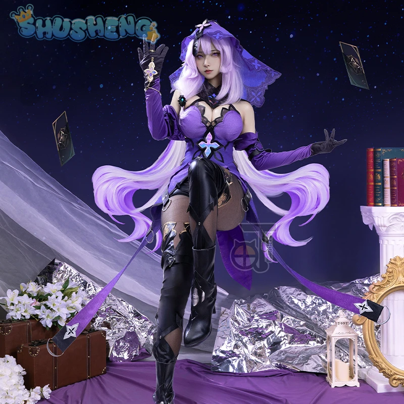 Black Swan Cosplay Honkai:Star Rail Costume Jumpsuit leg covers gloves stockings Halloween party sexy mysterious purple uniform