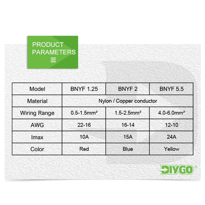 Terminal isolado de nylon, 25 peças, conector de fio reto, condutor de cobre, terminais de crimpagem de cabo elétrico