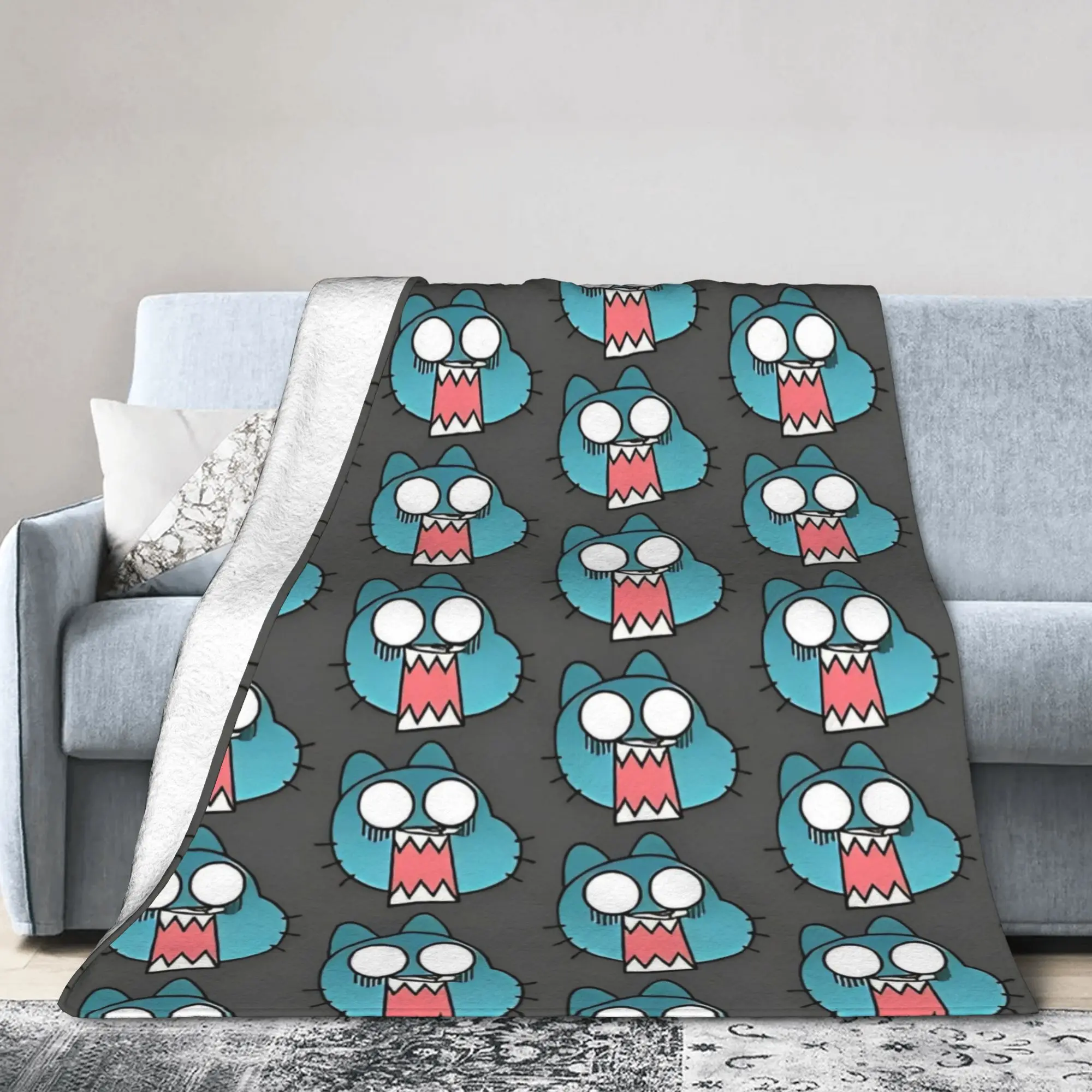 Gumballs Flannel Blanket Cute Cartoon Comedy Fashion Throw Blankets for Home 150*125cm Plush Thin Quilt,