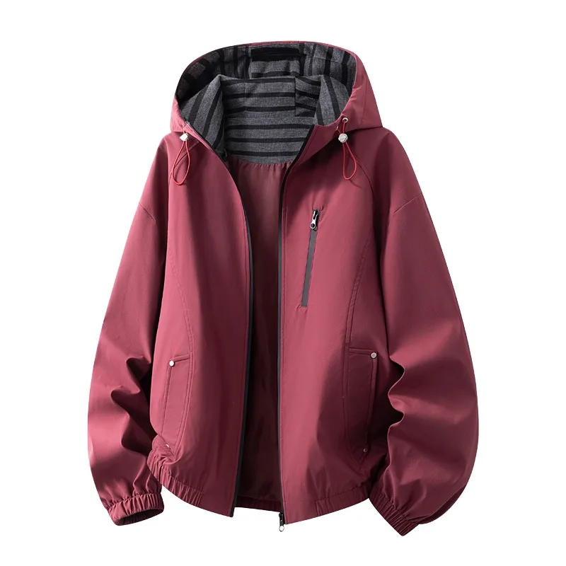 Men Hooded American Style Versatile Jacket Outdoor Commuter Casual Daily Outerwear Coat
