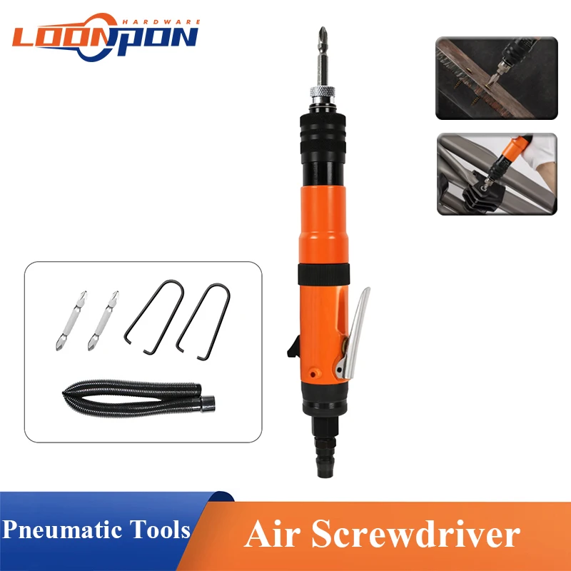 Loonpon Pneumatic Tools Straight Shank Pneumatic Air Screwdriver with Double-headed Screwdriver Torque Control Air Tools