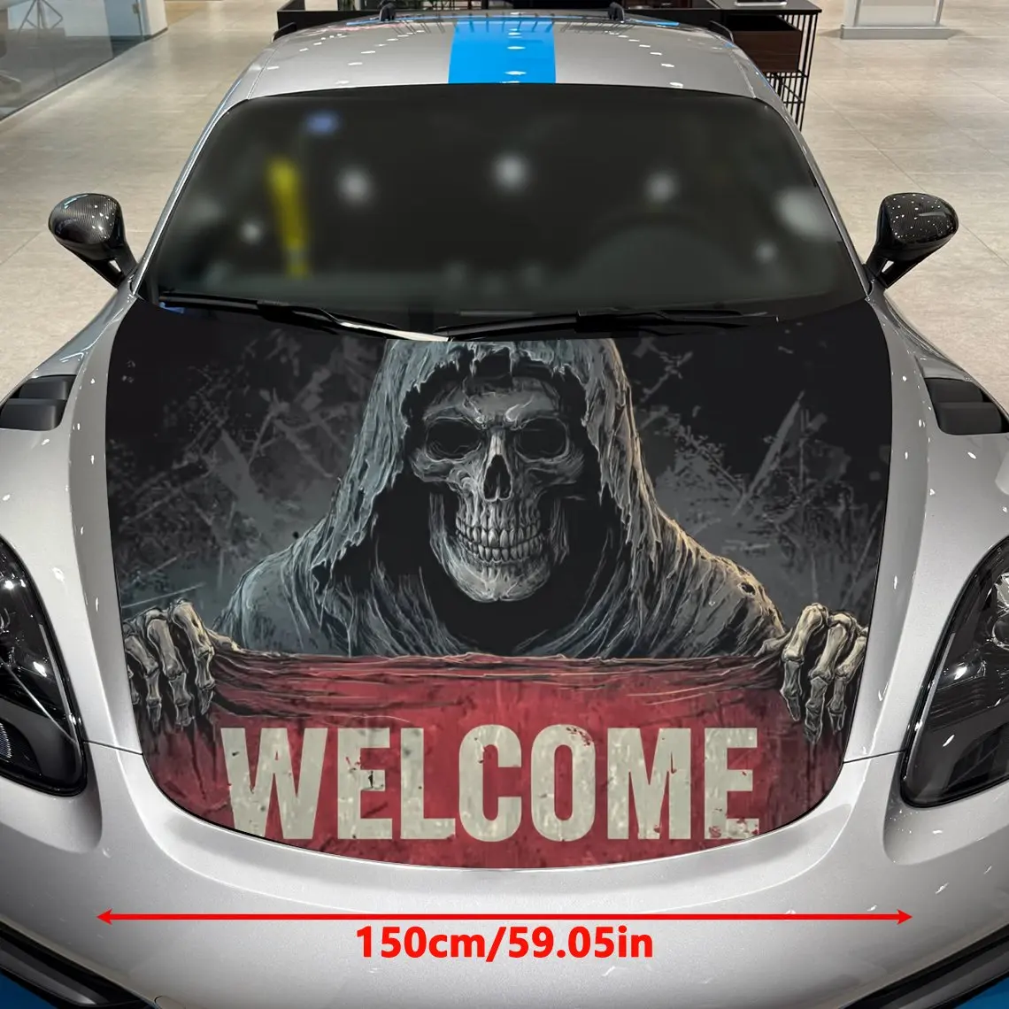 Welcome Skeleton Car Hood Stickers, Wrapped In Colorful Vinyl Stickers, Suitable For All Cars, Decorative Hood Patterns And Car