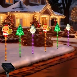 6PCS Luci di palo di Natale ad energia solare Decorazioni natalizie solari Luci a LED Passerella da giardino impermeabile per esterni Vacanze 870