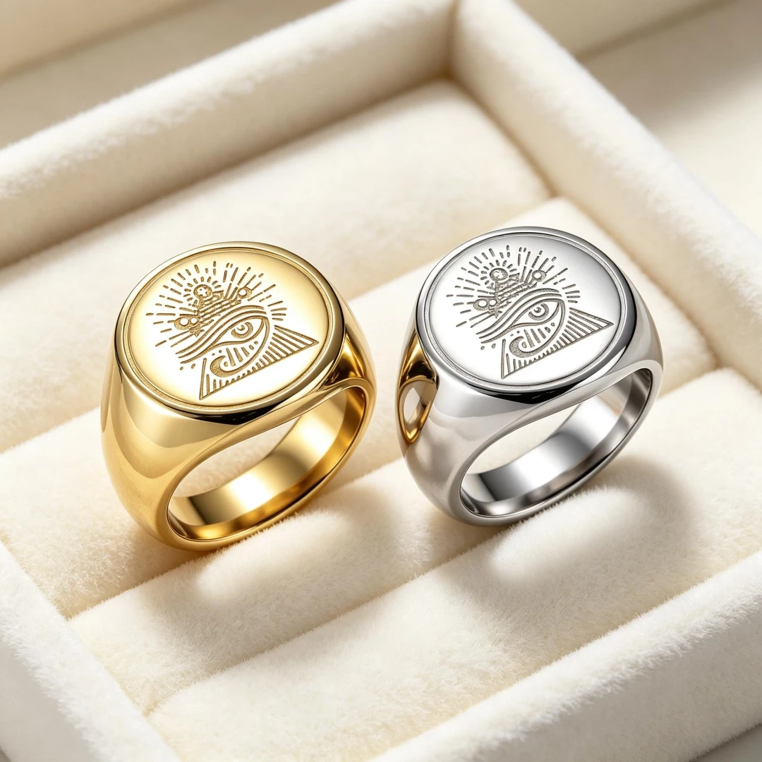 Eye of Horus Pyramid Symbol Signet Ring Ancient Egypt Talisman Stainless Steel Protection Amulet Ring for Men Women Jewelry Gift