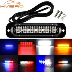 12V-24V 6leds Warning Strobe Grille Flashing Lightbar Car Beacon Lamp Yellow White Red Blue Auto Traffic Turn Signal Waterproof