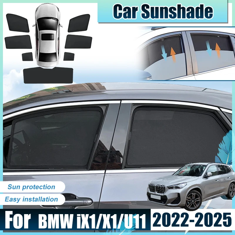 

Солнцезащитные шторки для передних и задних окон BMW X1 (U11, iX1) 2022-2025: защита от УФ-излучения и перегрева, сетчатые накладки