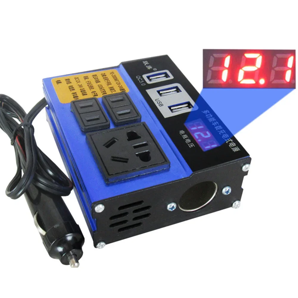 Car Vehicle Power Inverter DC12V 24V To DC110V/220V Converter Trip 3-USB Power Inverter Truck Universally Intelligent Charger