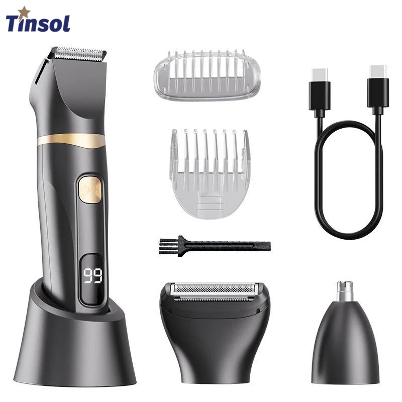 TINSOL Tondeuse à cheveux 3-en-1 pour hommes, tondeuse électrique, rasoir multifonctionnel, rasoir électrique lavable pour tout le corps
