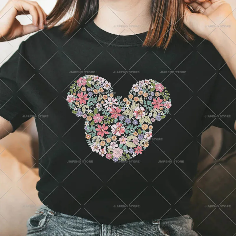 Pegatinas de vinilo con estampado de Mickey y Minnie Mouse, pegatinas de transferencia de calor para ropa de niños, camiseta, estilo de moda de