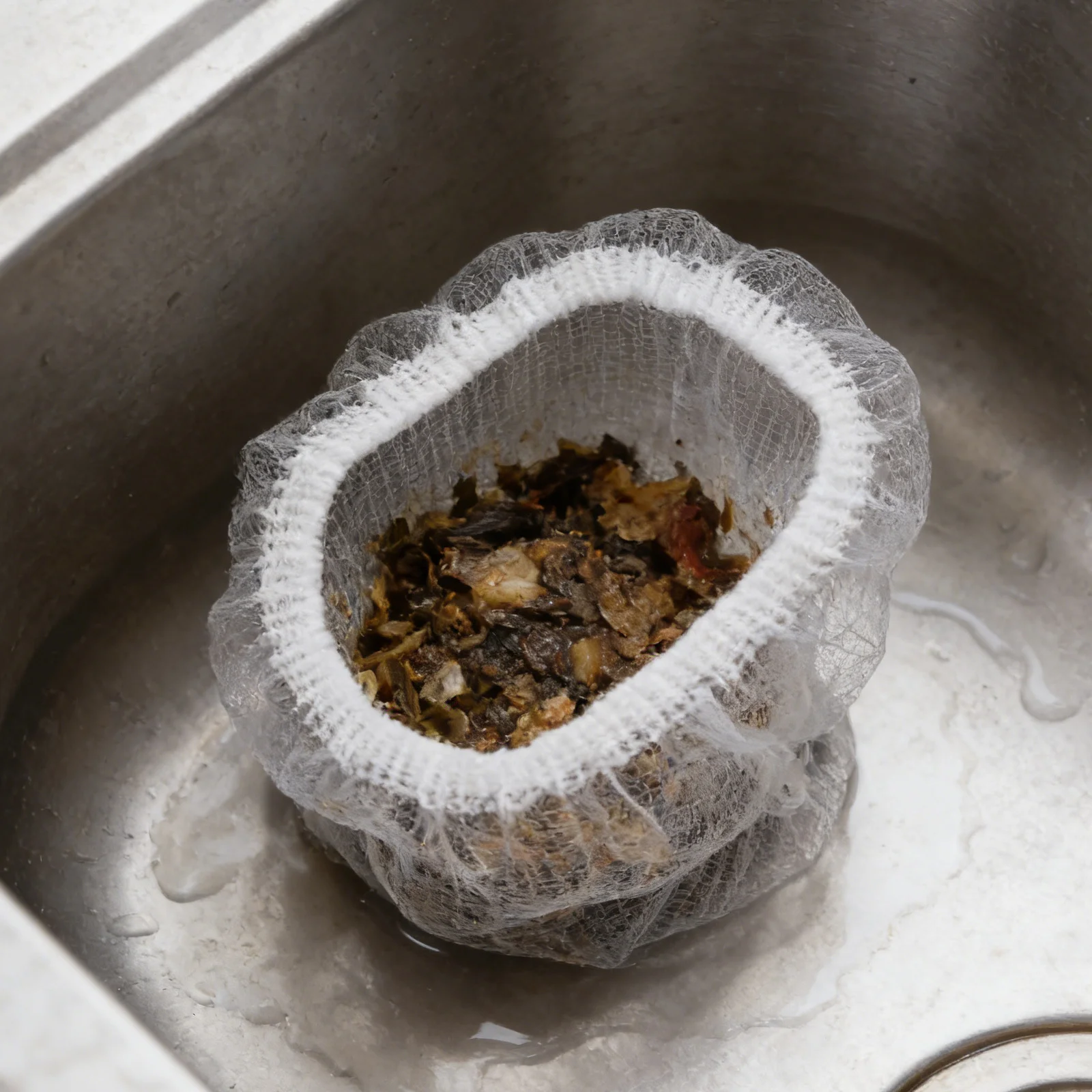 

150 шт. одноразовых сетчатых мешочков для кухонной раковины, тонкое фильтрование для пищевых отходов, мытья овощей, защиты слива, легкая очистка раковины