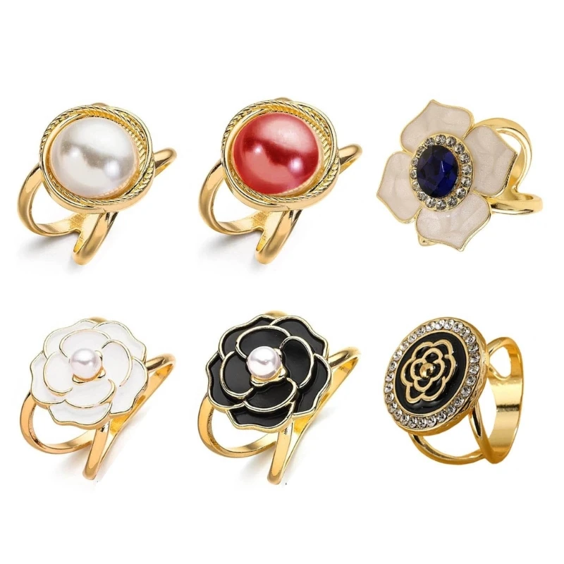 6Pcs Fashionable Alloy Scarf Clips Convenient Brooch Fasteners for Scarves and Coats Multi Functional Belt Buckles