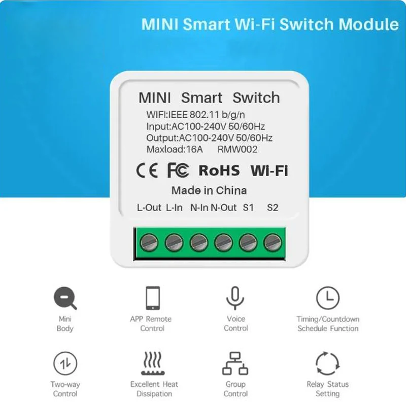 Smart Wifi Switch 16A Smart Home Light Switches Module 2 Way Control Cozylife APP Works With Alexa Google Home Alice Smartthings