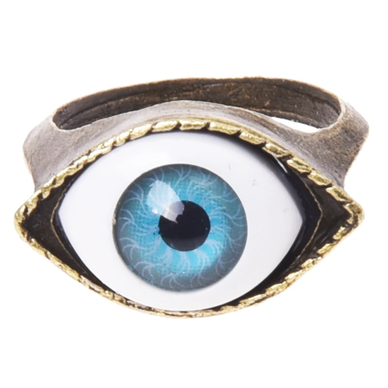 New2x Retro Tibet Eye Gothic Gold Metal Ring Gift 17Mm Unisex