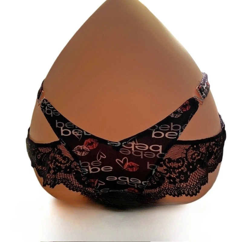 Pure Cotton Crotch Underwear European and American New Metal Hollow Split-ended Girls' Briefs Leopard Print Zebra Lip Printing