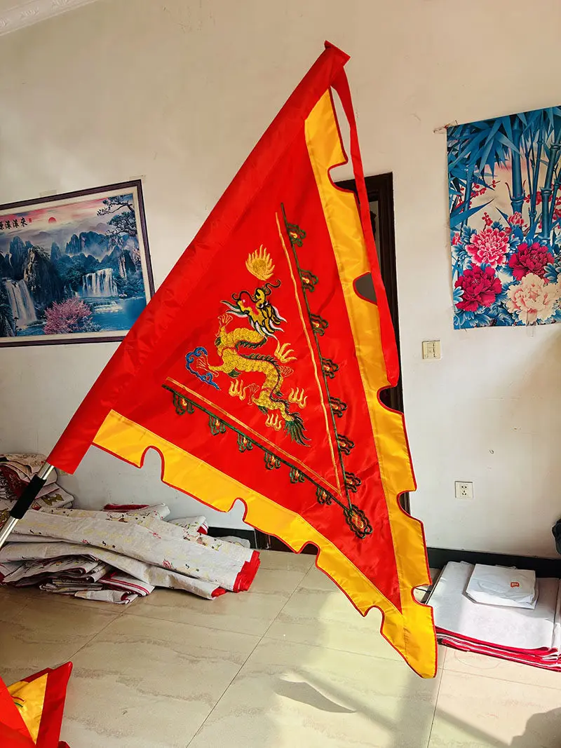5 colors  per packet Embroidered Triceratops Flag Dragon Flag Double-Sided  Ancestral Hall Celebration Decorative Flags